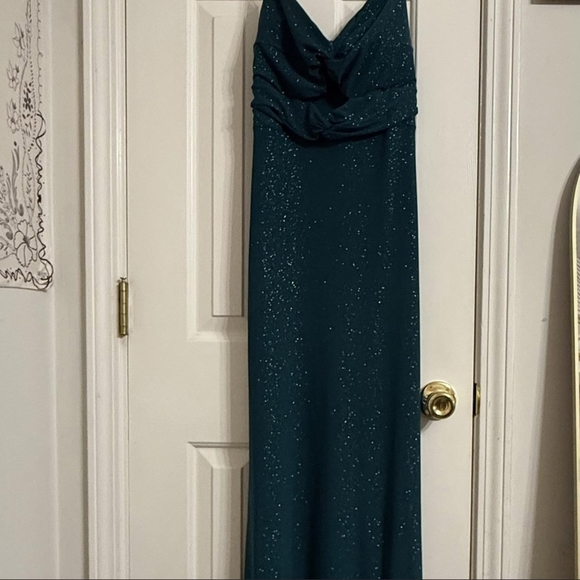 Windsor Strapless Teal Dress with Glitter - Picture 2 of 4